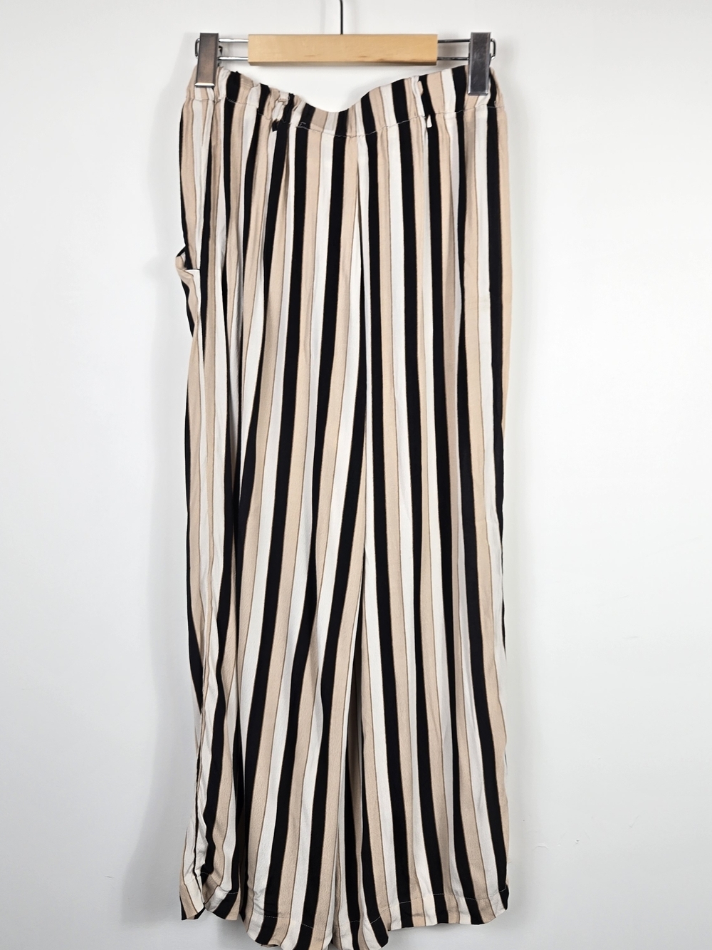 Aritiza Wilfred Faun Small Palazzo Pant High-Rise Wide Leg Striped Front Tie - Picture 7 of 8